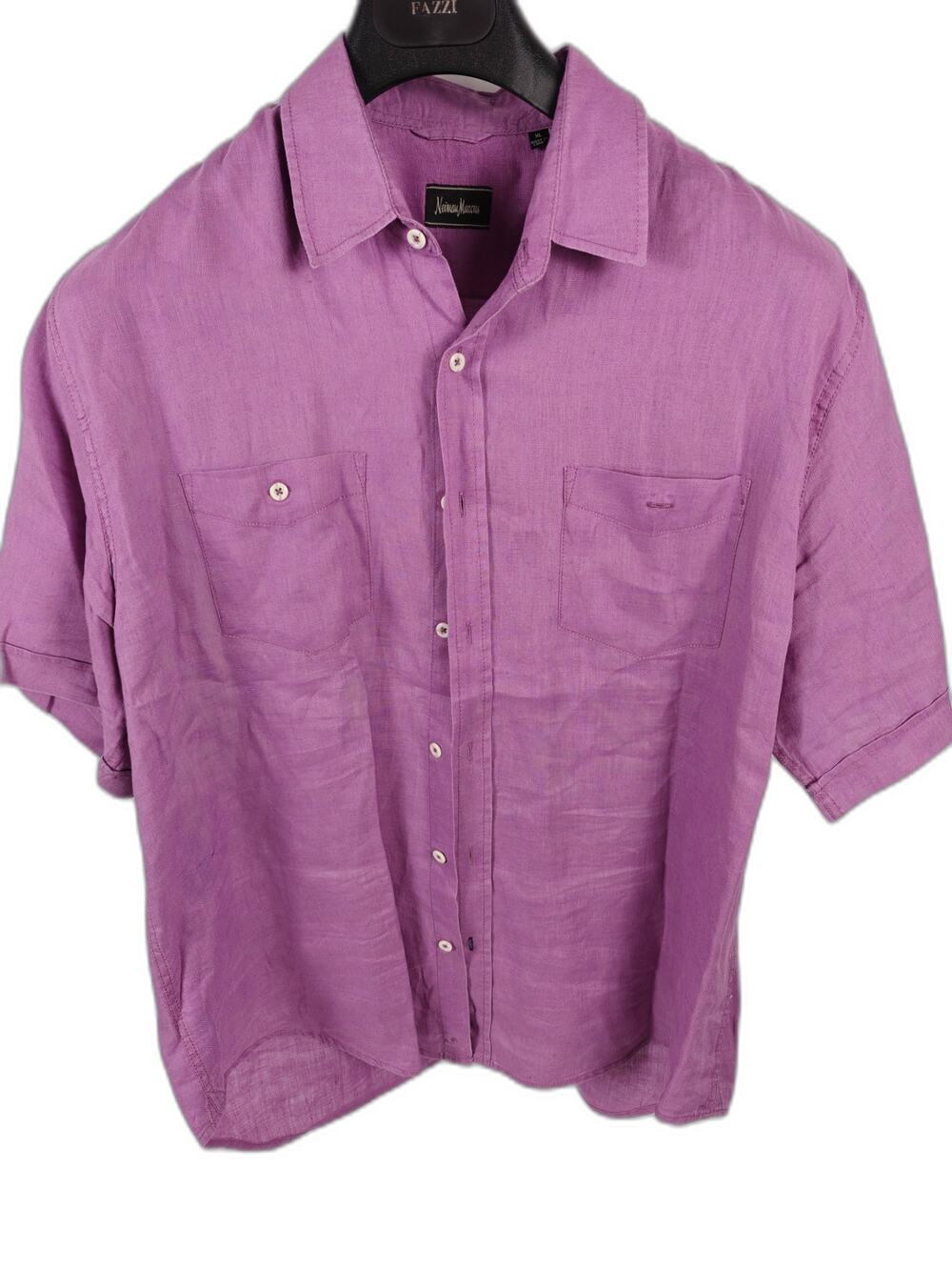 Men’s Neiman Marcus Short Sleeve Linen Shirt Purple Size XL